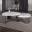 Ensemble de tables triangulaires 3 pièces de style contemporain 1 table basse gigogne 2 x table de bout en marbre