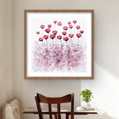 Pink Flowers with Paint Splash | Framed Botanical Print