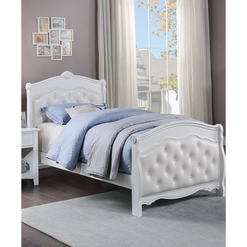 Pied de lit blanc en similicuir pour lit double, Double, Blanc