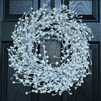 24" Faux Winter Christmas Front Door Berry Wreath