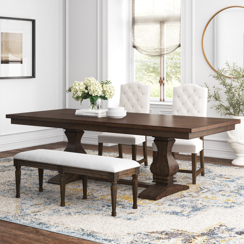 Rackey Walnut Wood 96" Extendable Dining Table