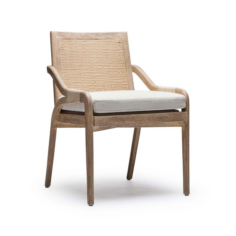 Delray Leather Arm Chair, White Ceruse