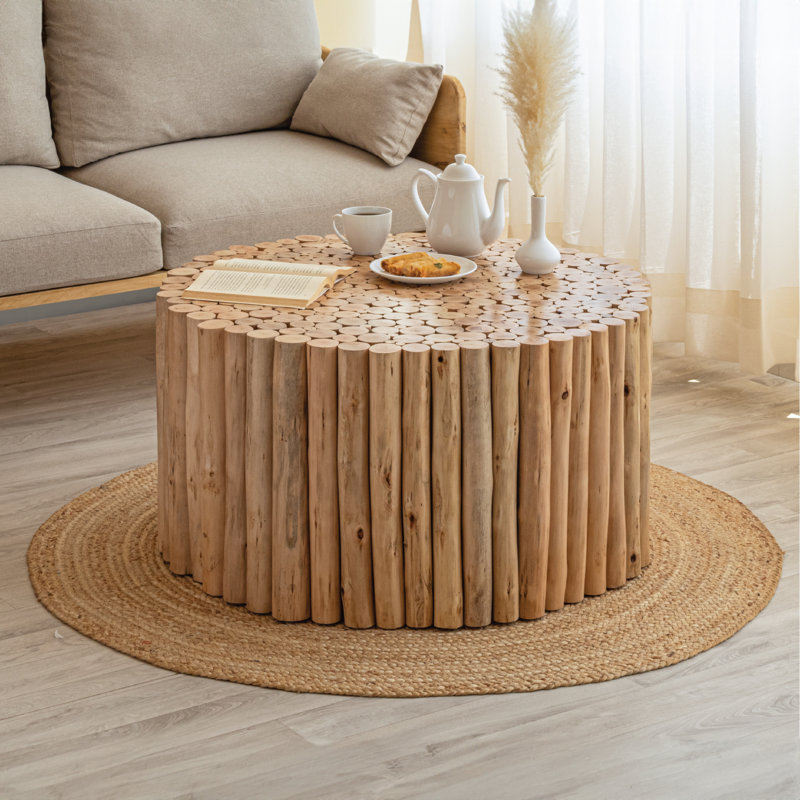 Celenne Solid Wood Single Coffee Table, Natural Wood