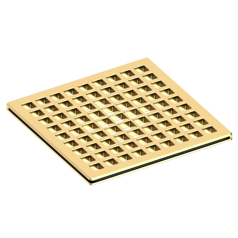 4" Square Shower Drain, Forever Brass (PVD)