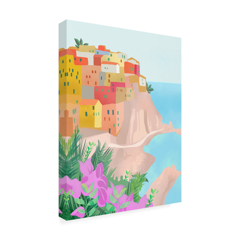 «Cinque Terre» sur toile par Petra Lizde, H 19 po x l 14 po x P 2 po