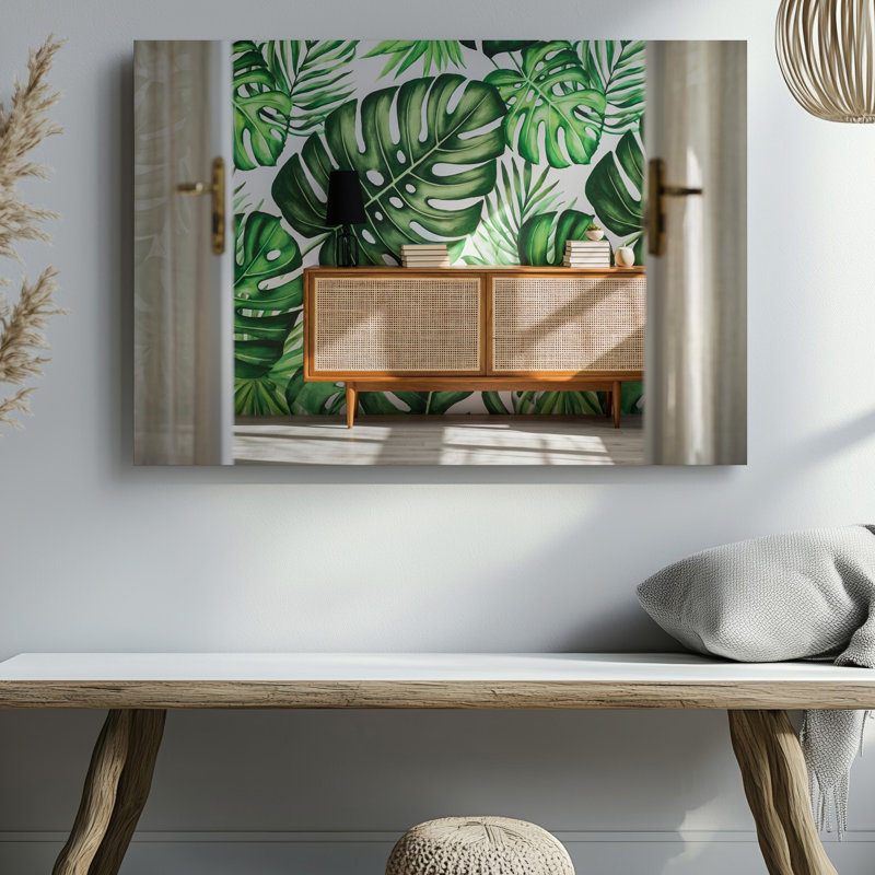 Toile d'un décor intérieur moderne avec art mural en bois Mid-Century, H 9 po x l 12 po