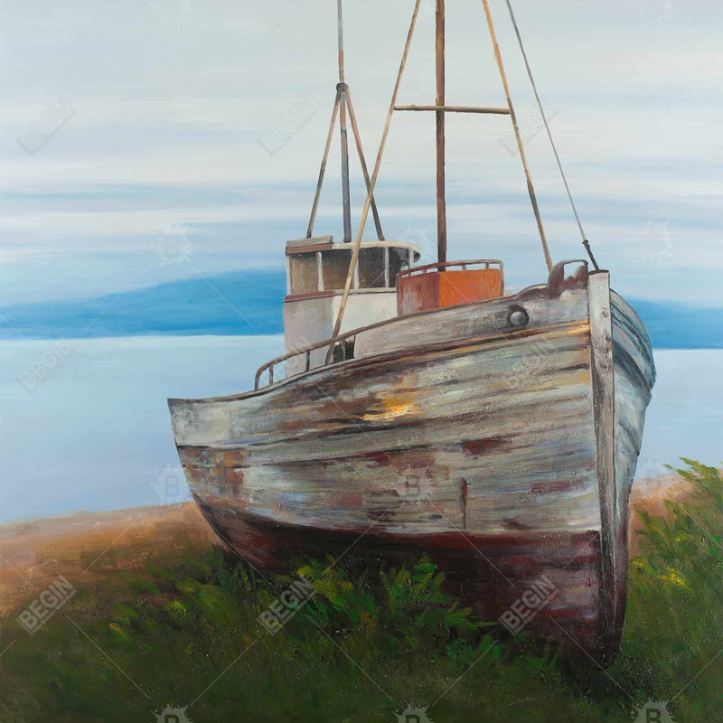 "Vieux bateau abandonné" sur toile, H 36 po x l 36 po