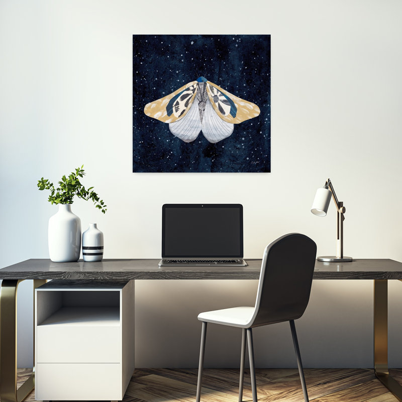 Art mural contemporain Elegant Moth II, H 18" x l 18"