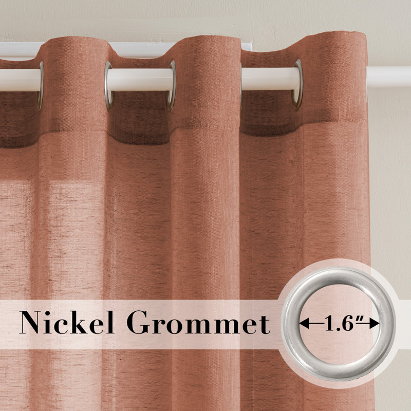 Linen Blended Textured Semi-Sheer Grommet Curtains - 37"/52" Widths Semi-Private & Light-Filtering Linen-Style Panels for Bedroom 