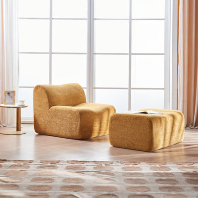 Comfortable And Space-Saving Single Foam Compression Sofa Chair With Footrest + Pillow – A Modern, Minimalist Lounge Chair For Living Rooms Or Bedrooms