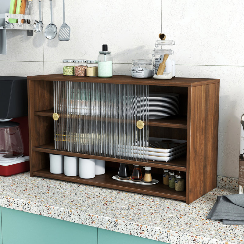 31.5'' Kitchen Pantry Countertop Cabinet with Sliding Door