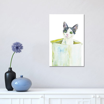 Drôle de chat dans la boîte par Alexey Dmitetchich Shmyrov - peinture sur toile tendue