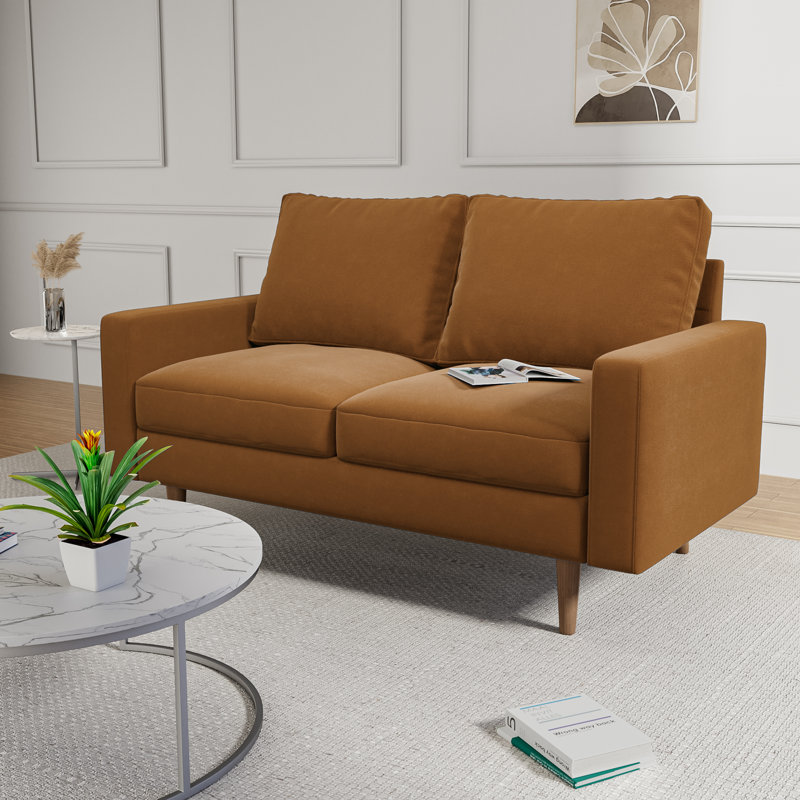 Markham Square Arm Sofa Loveseat, Ginger Velvet, 33" H x 70" W x 32" D