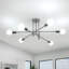 Modern 72cm 6-Light Sputnik Semi Flush Ceiling Light With Bulbs-1889968837