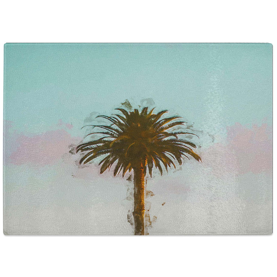 Tempered Glass Sunset Palm Tree Chopping Board