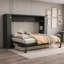 Lit escamotable double avec canapé et tablettes de rangement-1498722076