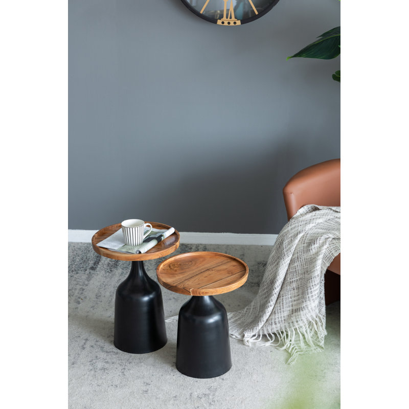 Ensemble de tables de bout en bois massif Chrystian