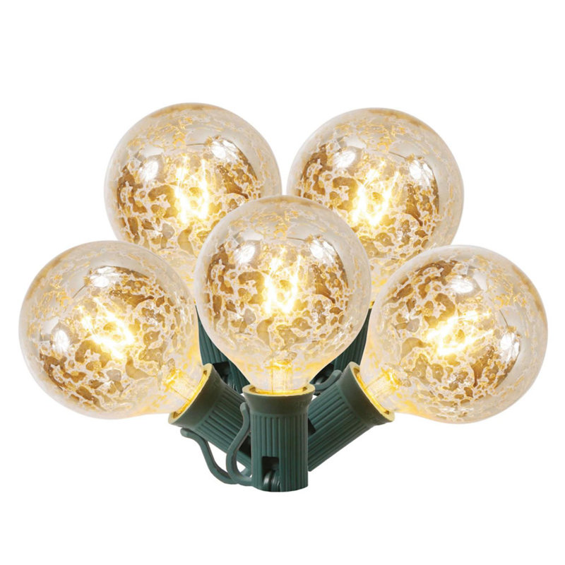 Ensemble de 10 lumières de Noël en verre transparent au mercure transparent G50 en fil de verre vert 9 pi