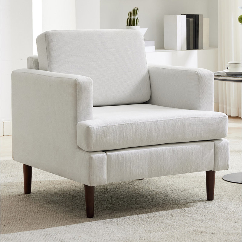 Mid-Century Single Accent Chairs Armchair, Beige