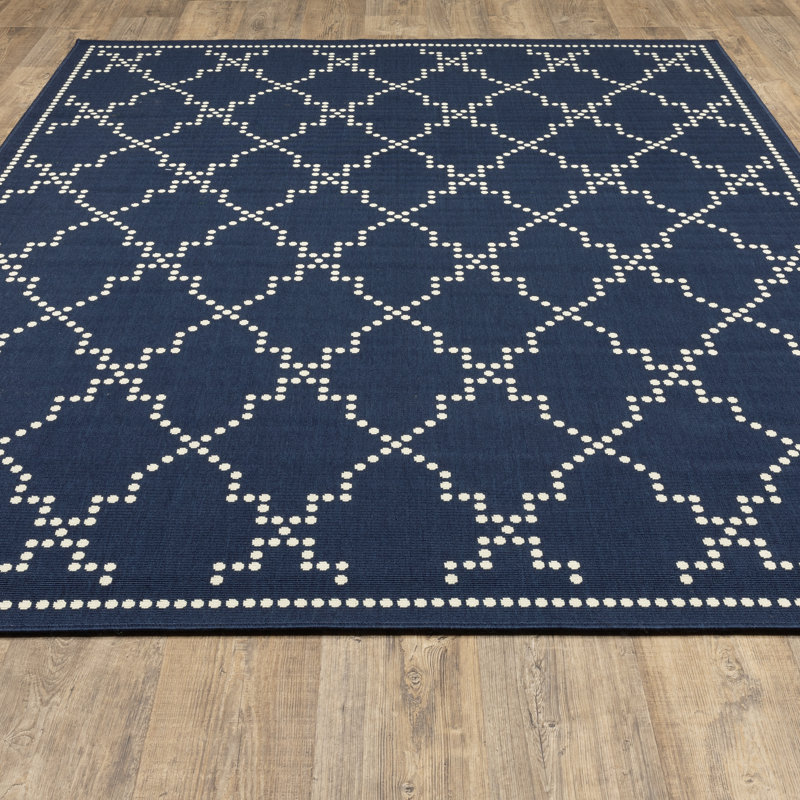 Anastasaos Geometric Power Loom Indoor and Outdoor Area Rug , Rectangle 2'5" x 4'5"