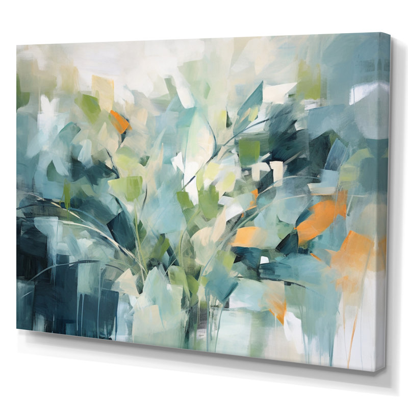 «Blue Botanical Garden III - Abstract Botanicals», art mural, H 30 po x l 40 po, Toile tendue, Sans cadre