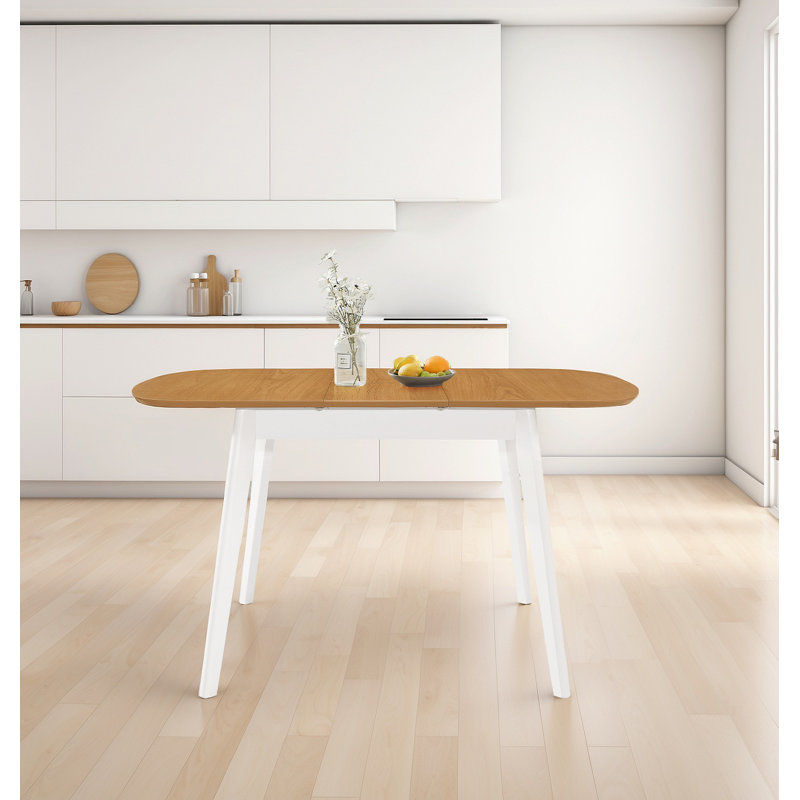 Ahwahnee 136 cm Extendable Oak Oval Dining Table with Wood Base, White