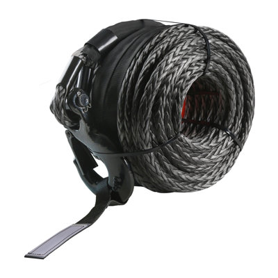 1/2 Inch x 92 Feet Synthetic Winch Rope Kit with Forged Hook and Protective Sleeve - 32,000 lbs Breaking Strength for Trucks and SUVs