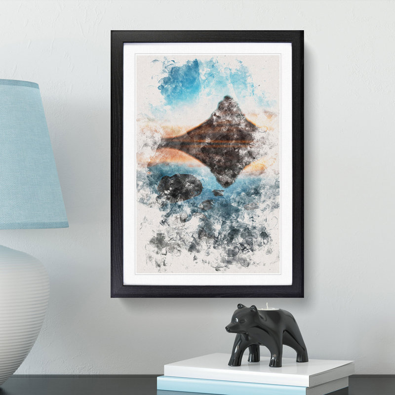 Kirkjufell Mountain in Iceland - Picture Frame Painting Print, 87cm H x 62cm W x 2cm D, Black Framed