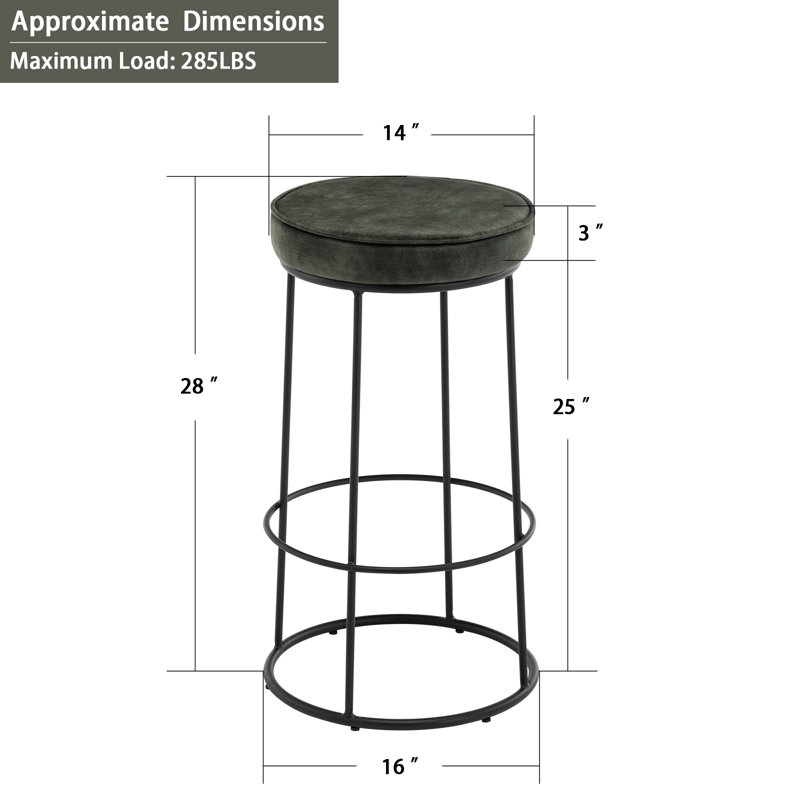 Figueiredo Upholstered Counter Stool with Metal Frame, Vert