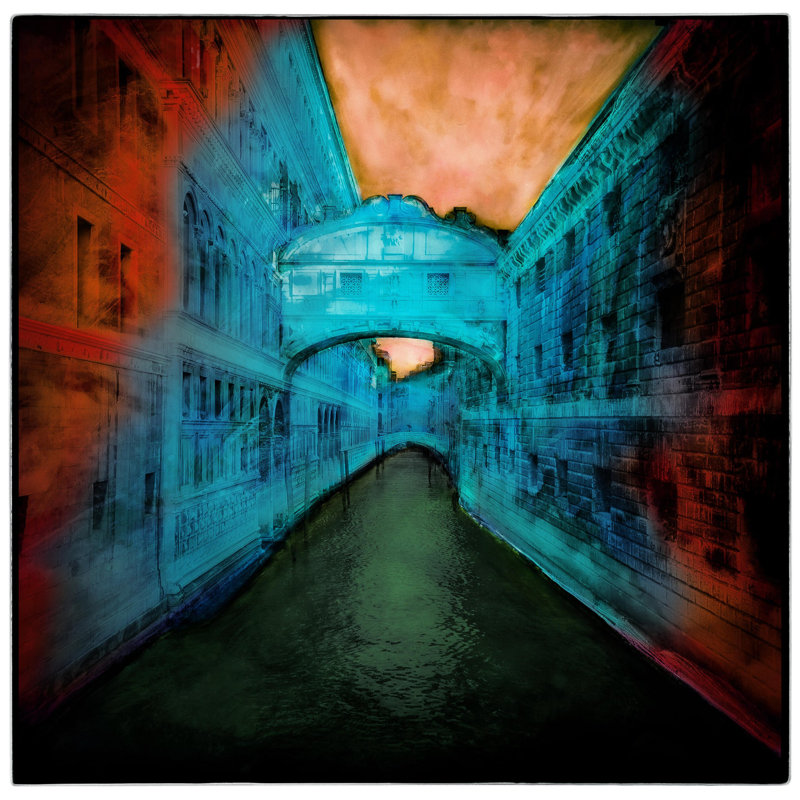 Bridge of Sighs - Picture Frame Graphic Art on Paper , 30" H x 30" W, Black Framed