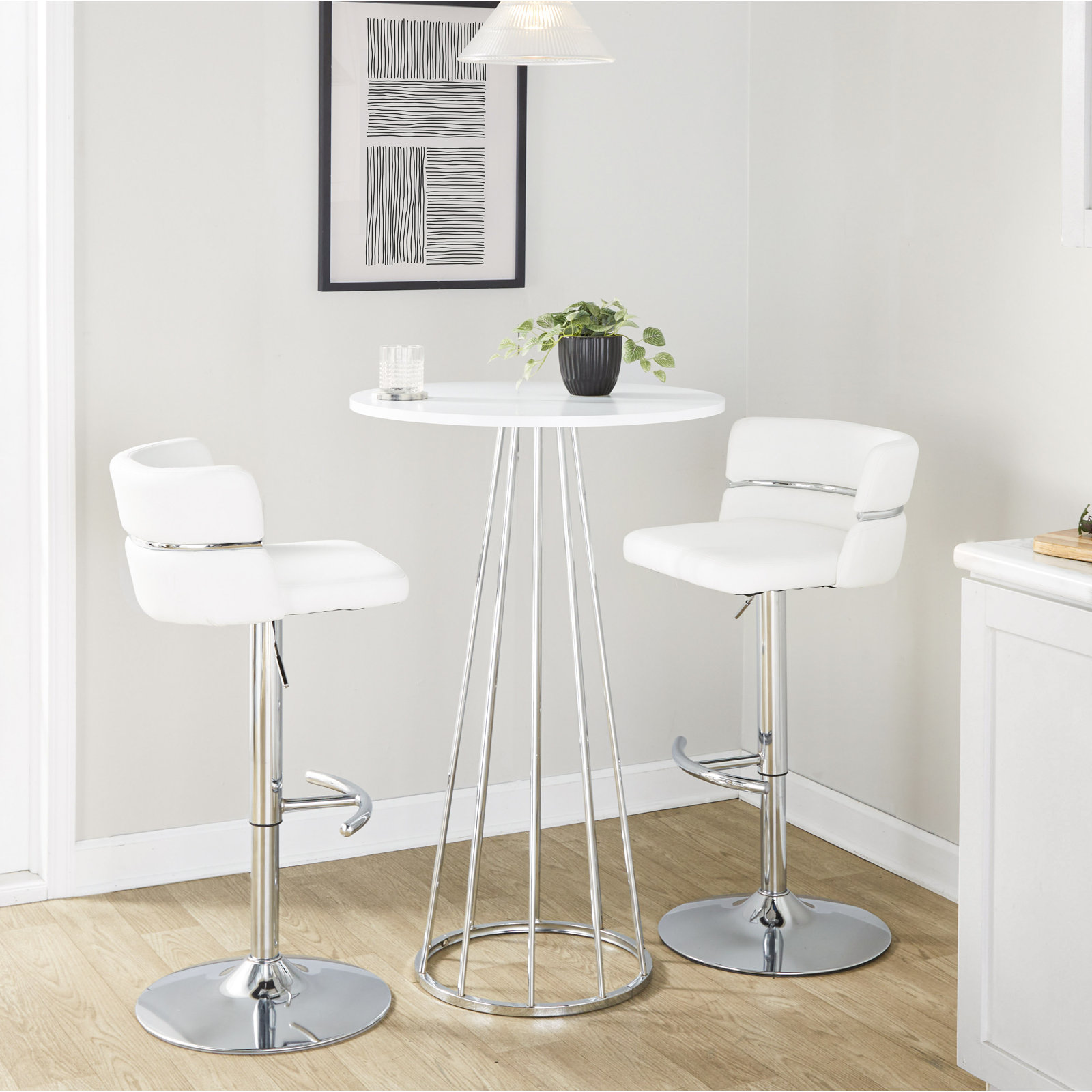 Canary Cosmo Counter Table, White, Black, 42"