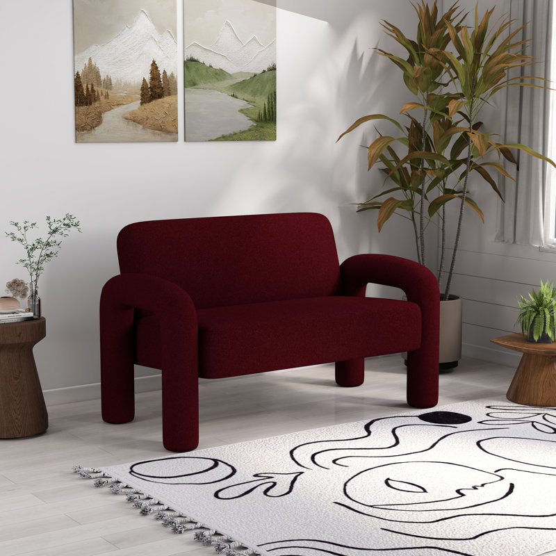 Iryanna Velvet 2-Seat Upholstered Loveseat, Red
