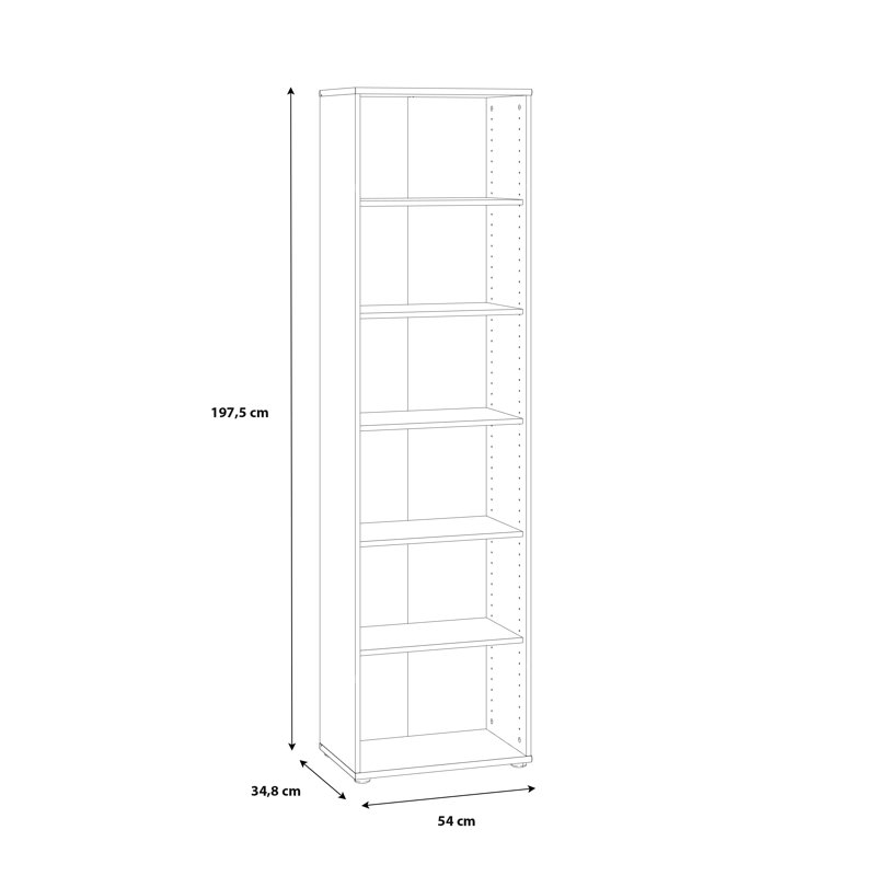 Frogerth 197.5cm H Standard Bookcase, 197.5cm H x 54cm W x 34.8cm D, Sonoma Oak