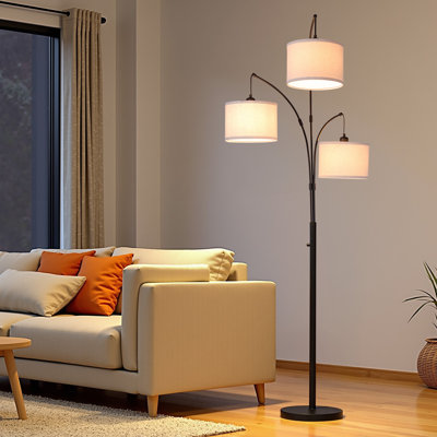 Lampe sur pied à arc 81 po à 3 lumières à intensité variable (3 ampoules DEL incluses)