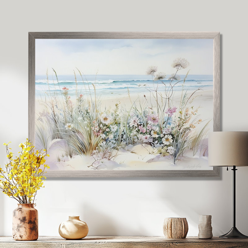 Wildflowers On The Beach II, Single Picture Framed, 12" H x 20" W, Silver