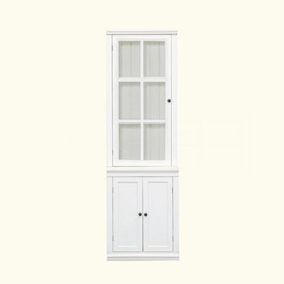 Vitrine haute de 75,25 po avec porte simple en verre trempé, bahut avec porte à double action à gauche et à droite pour le salon, la cuisine, la maison, le studio ou l'espace de travail