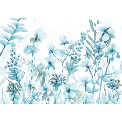Blue Indigo Flowers And Leaves Watercolor - Wrapped Canvas Art Prints