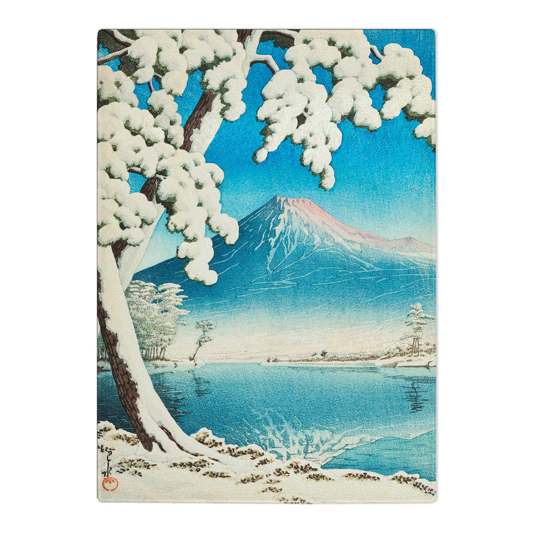 Tempered Glass Snowfall on Mount Fuji by Tsuchiya Koitsu Chopping Board