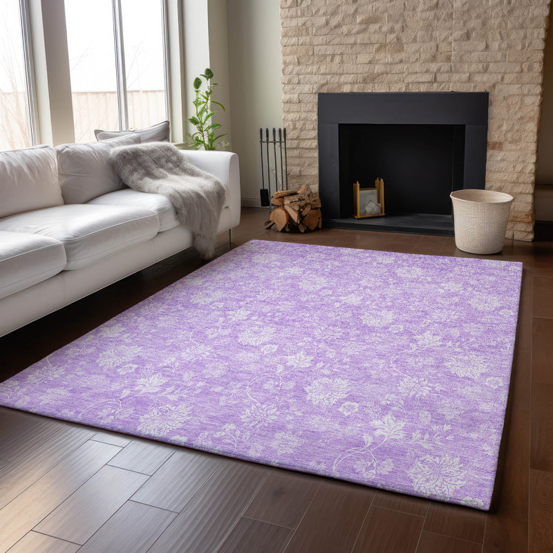 Premium Machine Washable Prisco Lilac Rug, Rectangle 5' x 7'6"