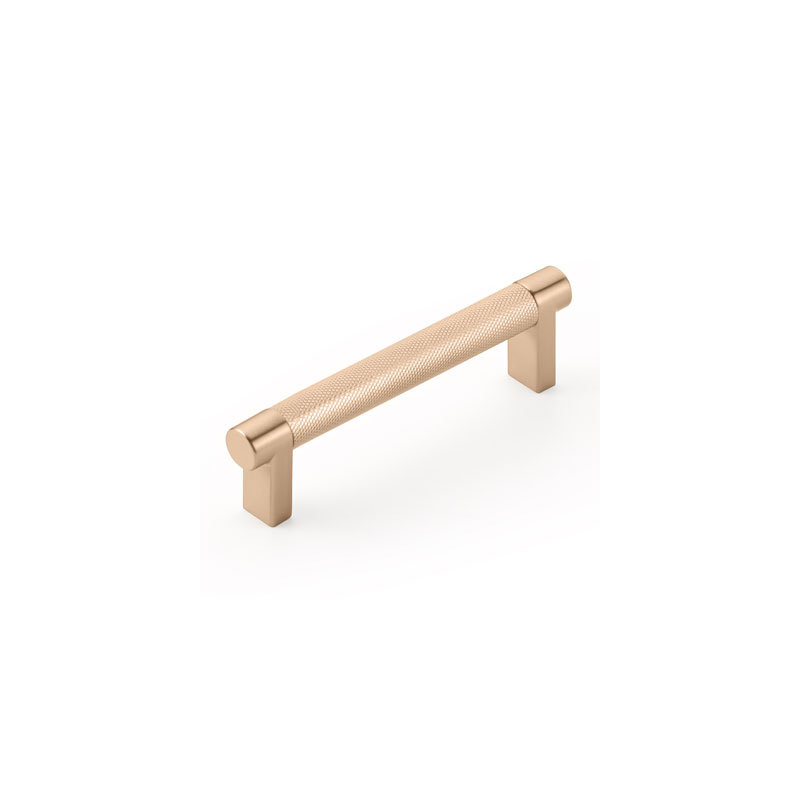 Emtek Select Cabinet Pull w/ Rectangular Stem & Knurled Bar, Satin Brass, 4" Center to Center