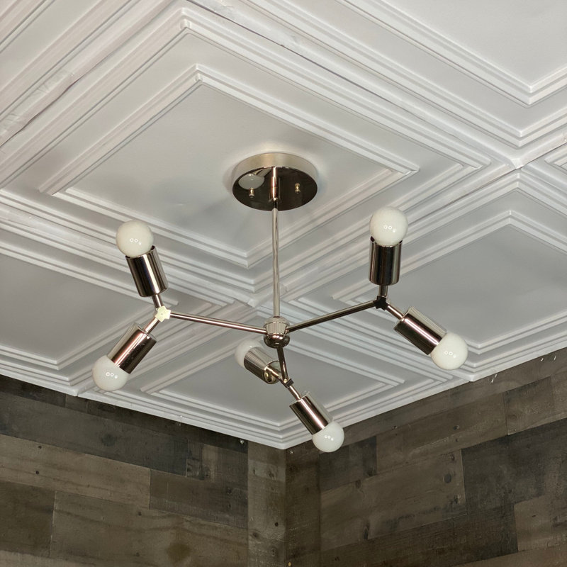 Lustre géométrique moderne Stess, Nickel poli