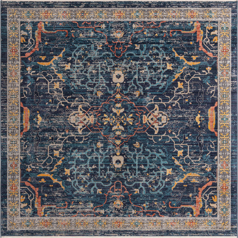 Alkire Floral Indoor Rug, Square 7'10"