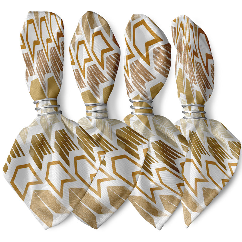 Ferretti Polyester Geometric Square Napkin, Gold