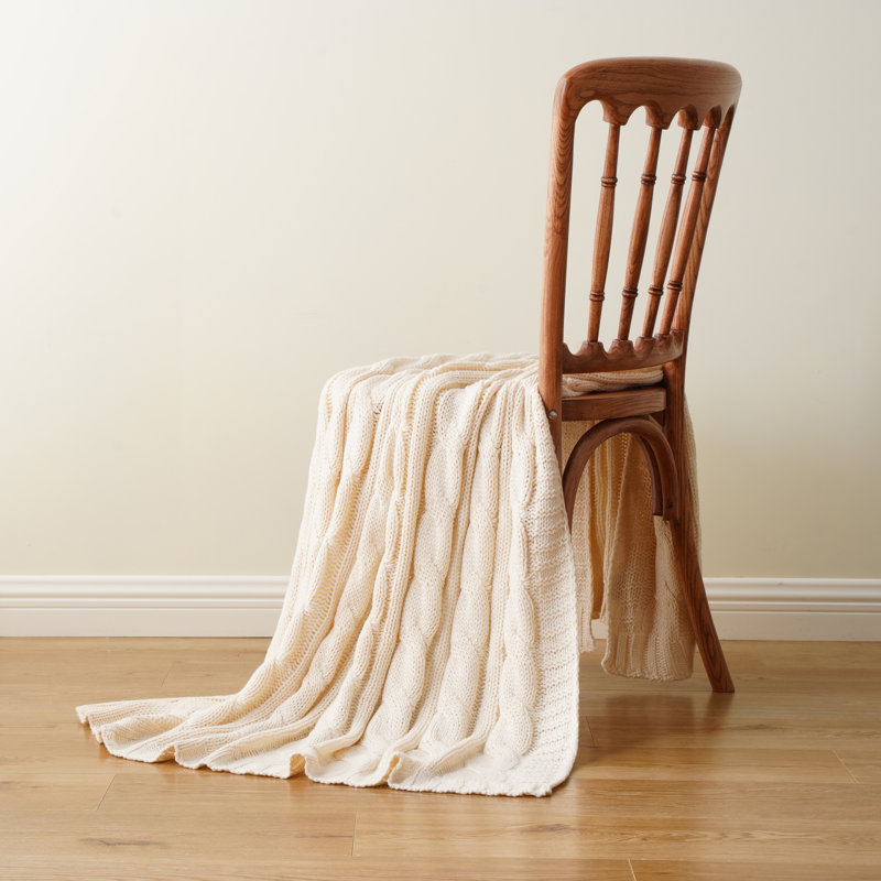Jeté doux en tricot double torsadé, couverture en tricot torsadé pour canapé, lit ou sofa, couverture en tricot acrylique, couverture douillette et confortable, 50 po x 60 po