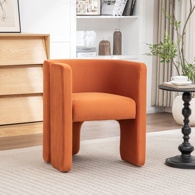 Fauteuil d'appoint en tonneau large de 24 po Jaimyn, Velours orange