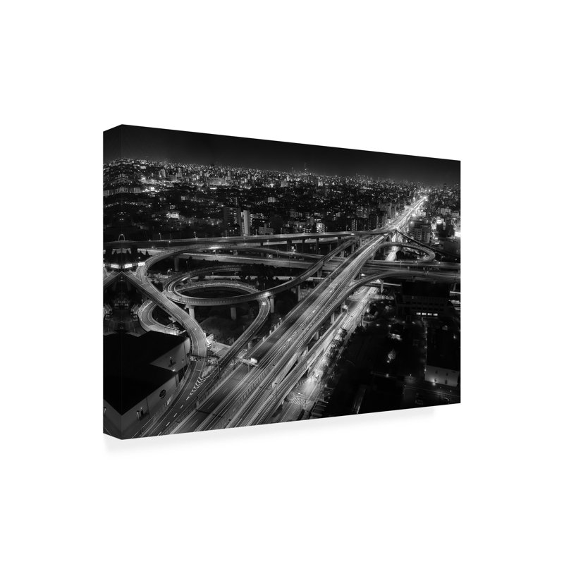 Art mural sur toile tendue - autoroute Koji Sugimoto pour décoration de salon, de chambre à coucher ou de bureau - 30 x 47