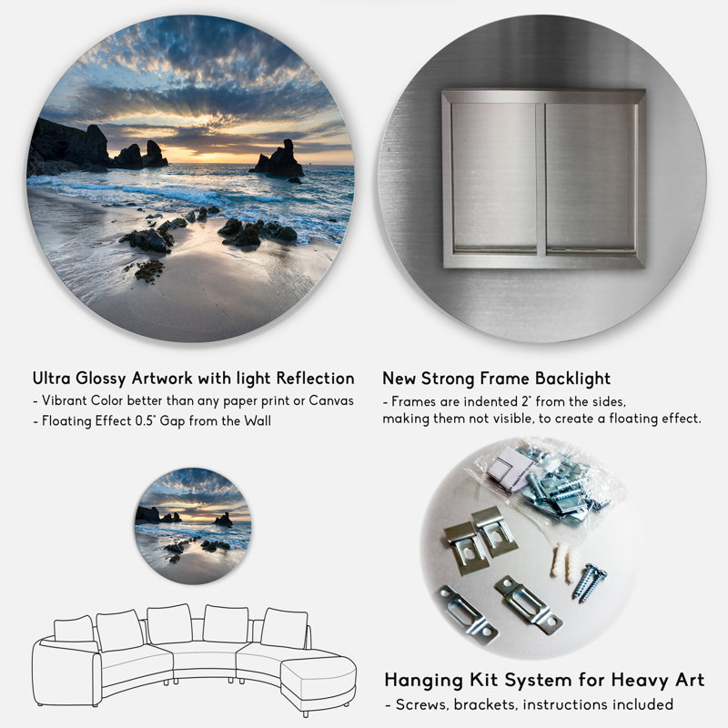 Magnifique baie de Porthcothan - imprimé bord de mer, H 23 po x l 23 po, Impression encadrée, Metal
