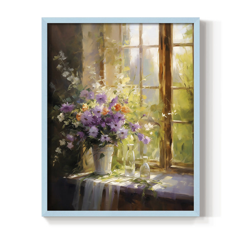 «FLORAL Series DCCL XXXVI», reproduction encadrée - bois massif, Bleu, H 21 po x l 17 po