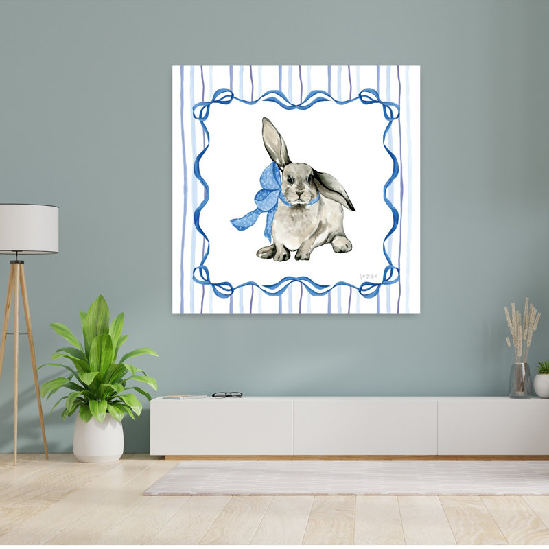 " Bluebonnet Bunnies VIII Abstract Contemporary Animal Spring Wall Art Print " by Yvette St. Amant, 48" H x 48" W