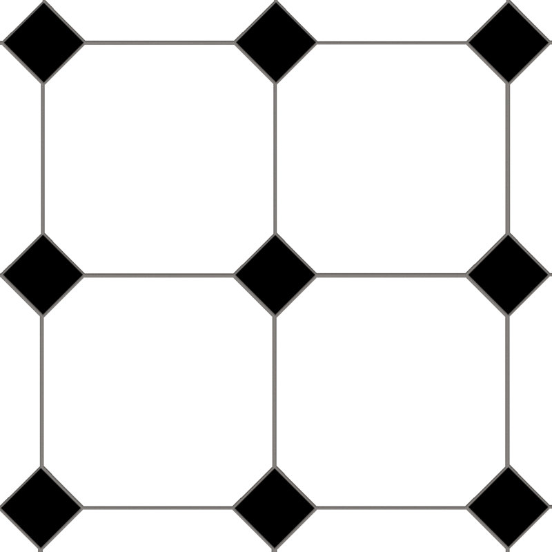 Monocolor Octagon W/Taco 12-1/4 In. X 12-1/4 In. Ceramic Floor And Wall Tile, White/Black